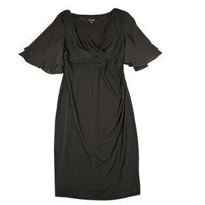 Connected Apparel Womens 6P‎ V-Neck Pullover Flutter Sleeve Little Black Dress
